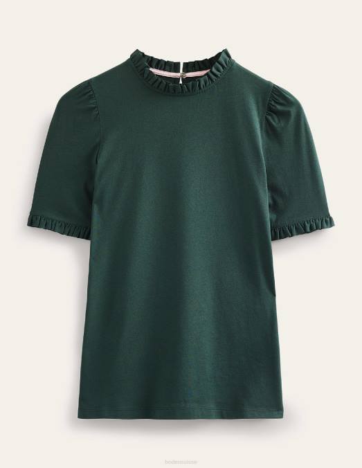 Boden vêtements chatworth vert femmes t-shirt ultra doux à volants LB2X184