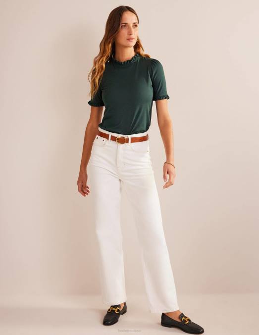 Boden vêtements chatworth vert femmes t-shirt ultra doux à volants LB2X184