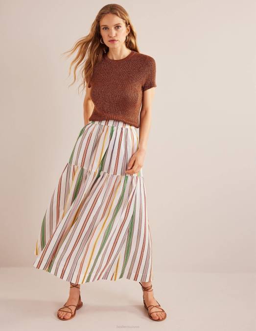 Boden vêtements cognac bronze or éclat femmes t-shirt raccourci en maille scintillante LB2X1737