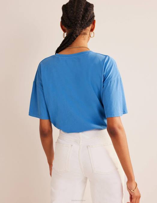 Boden vêtements école bleue femmes t-shirt délavé oversize LB2X1815