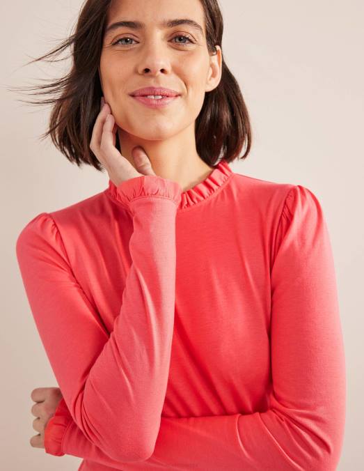 Boden vêtements corail femmes haut ultra doux à volants LB2X1670