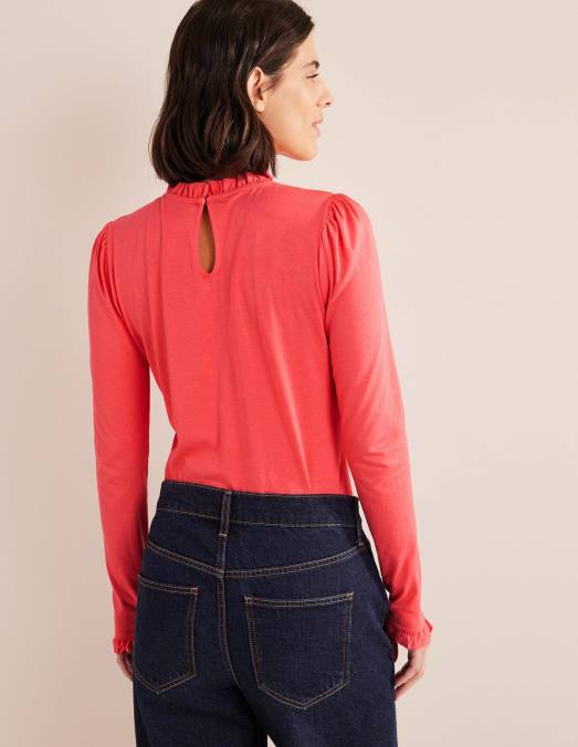 Boden vêtements corail femmes haut ultra doux à volants LB2X1670