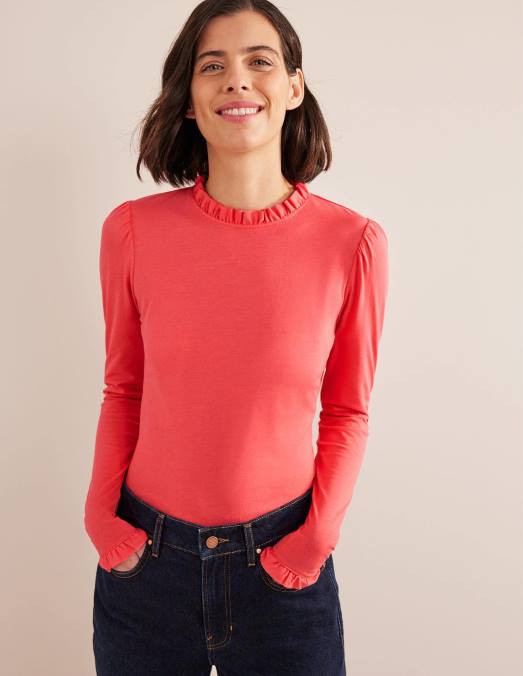 Boden vêtements corail femmes haut ultra doux à volants LB2X1670