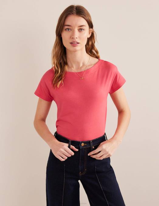 Boden vêtements corail femmes t-shirt ultra doux à col bateau LB2X2226