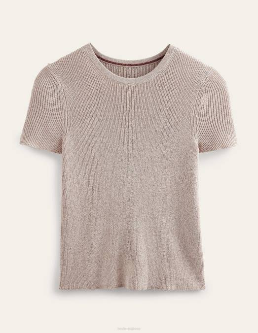 Boden vêtements corde scintillante femmes t-shirt raccourci en maille scintillante LB2X1952