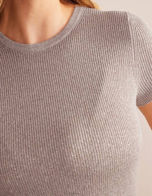 Boden vêtements corde scintillante femmes t-shirt raccourci en maille scintillante LB2X1952