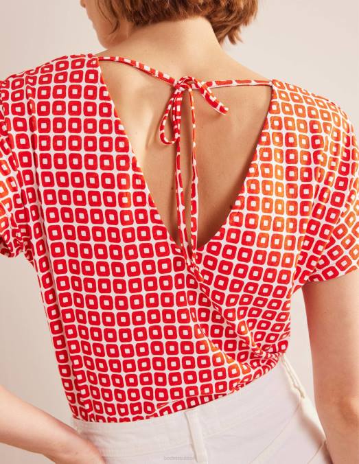 Boden vêtements cube vermillon femmes haut en jersey noué au dos LB2X1524