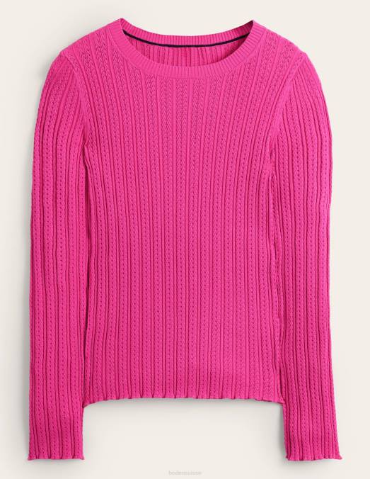 Boden vêtements fedora fuchsia femmes haut côtelé en pointelle LB2X2073