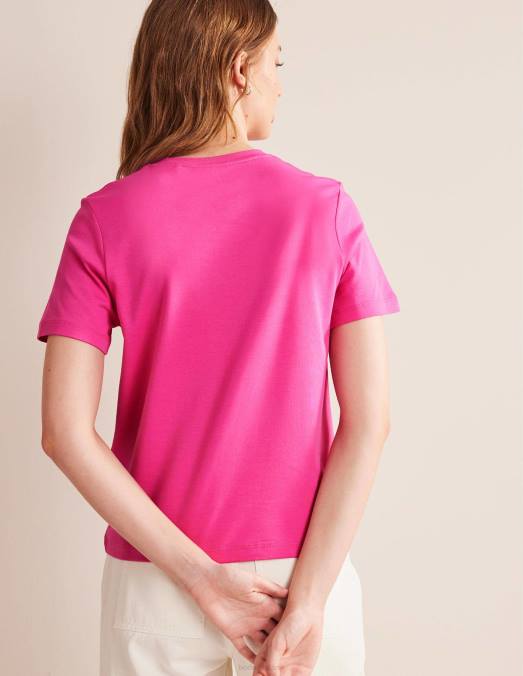 Boden vêtements fedora fuchsia femmes t-shirt en coton parfait LB2X1864
