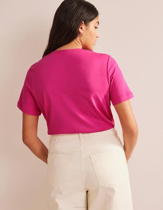 Boden vêtements fedora fuchsia femmes t-shirt en coton parfait LB2X1864