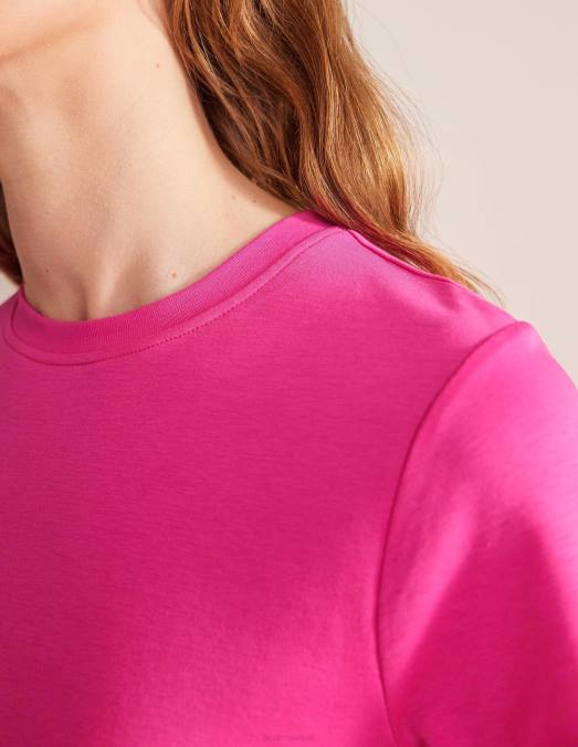 Boden vêtements fedora fuchsia femmes t-shirt en coton parfait LB2X1864