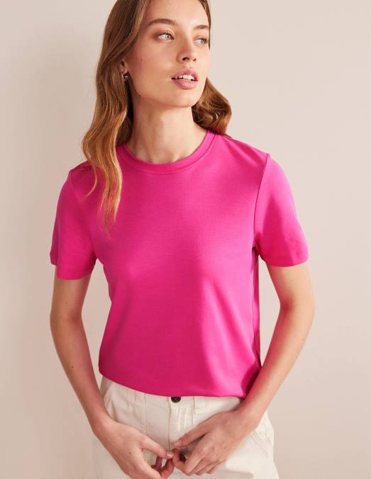 Boden vêtements fedora fuchsia femmes t-shirt en coton parfait LB2X1864