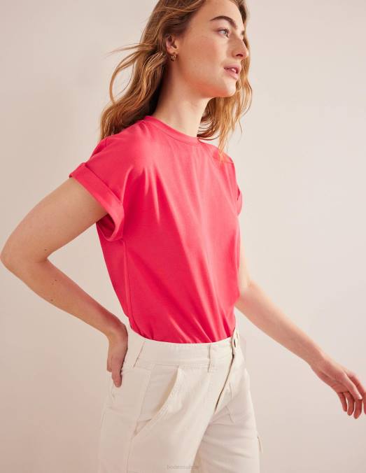 Boden vêtements festival rose femmes t-shirt retourner en arrière LB2X1965
