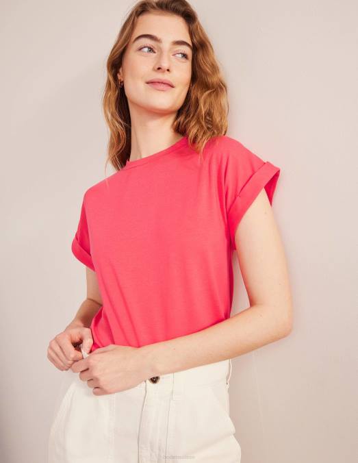 Boden vêtements festival rose femmes t-shirt retourner en arrière LB2X1965