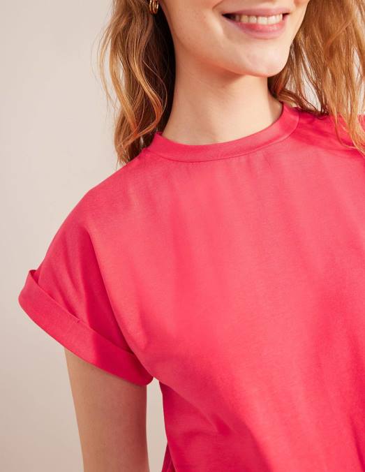 Boden vêtements festival rose femmes t-shirt retourner en arrière LB2X1965