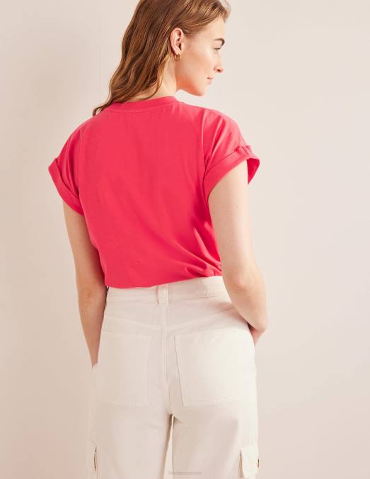 Boden vêtements festival rose femmes t-shirt retourner en arrière LB2X1965
