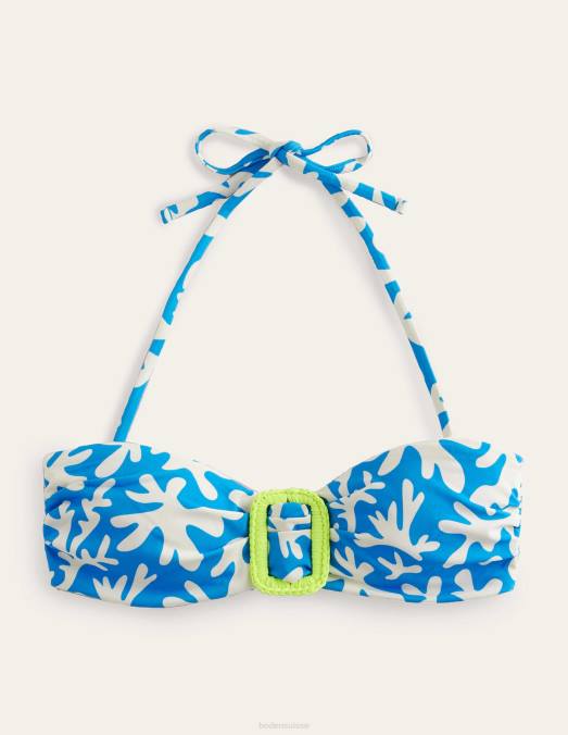 Boden vêtements feuillage bleu et abstrait femmes haut bandeau à boucle portefeuille LB2X1905