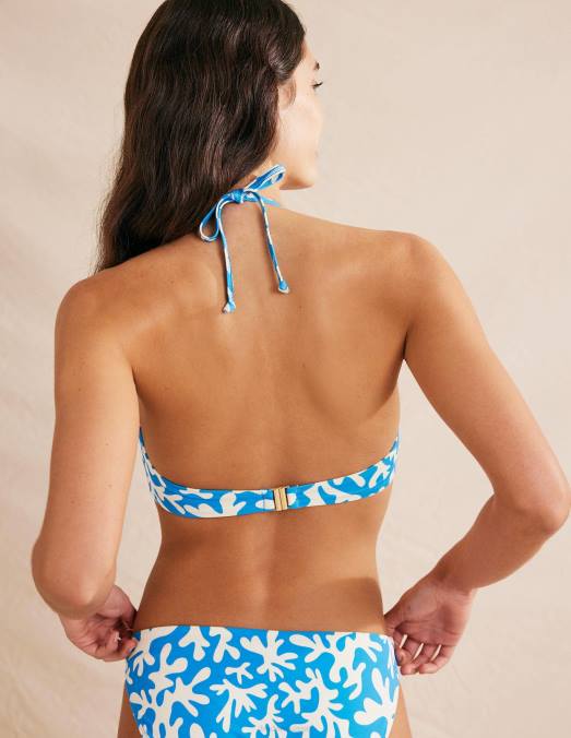 Boden vêtements feuillage bleu et abstrait femmes haut bandeau à boucle portefeuille LB2X1905