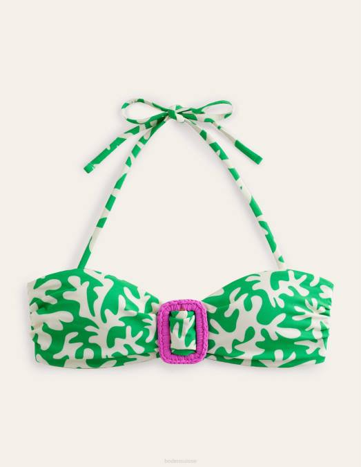 Boden vêtements feuillage vert et abstrait femmes haut bandeau à boucle portefeuille LB2X1630