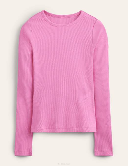 Boden vêtements fleur de prunier femmes haut côtelé à manches longues en coton LB2X2567