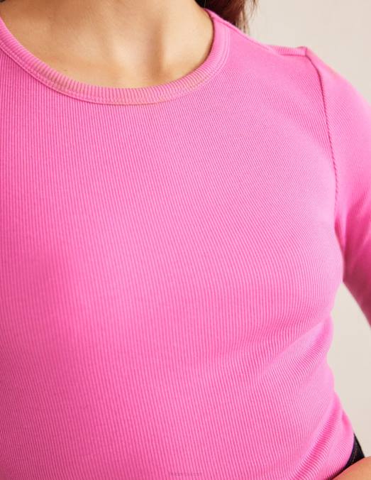 Boden vêtements fleur de prunier femmes haut côtelé à manches longues en coton LB2X2567