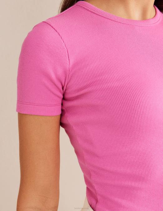 Boden vêtements fleur de prunier femmes t-shirt côtelé en coton LB2X1633