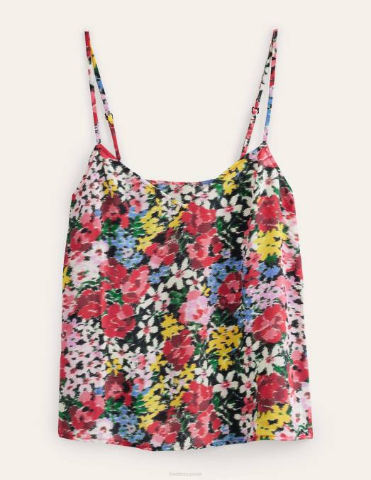 Boden vêtements floraison multi & moirée femmes caraco en soie LB2X1776