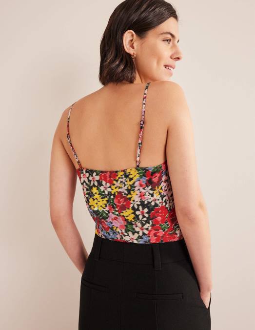 Boden vêtements floraison multi & moirée femmes caraco en soie LB2X1776