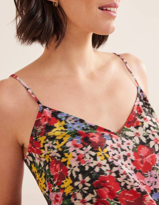 Boden vêtements floraison multi & moirée femmes caraco en soie LB2X1776