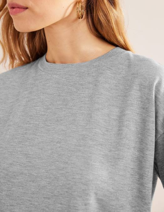 Boden vêtements gris chiné/or femmes haut carré scintillant LB2X1495