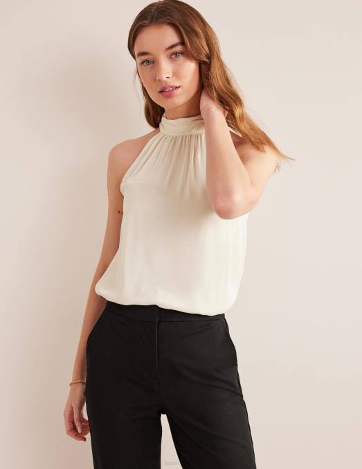 Boden vêtements gris vaporeux femmes haut découpé en satin LB2X1602