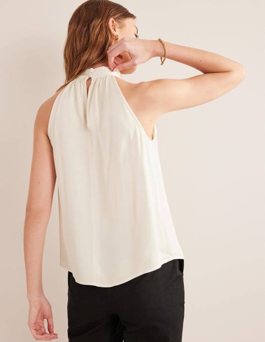 Boden vêtements gris vaporeux femmes haut découpé en satin LB2X1602