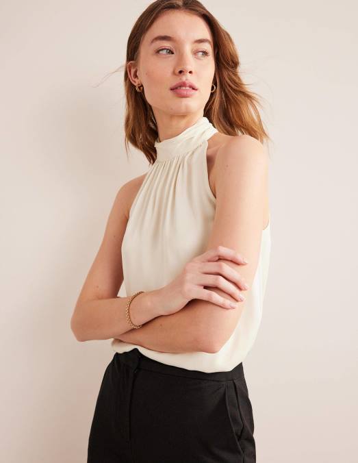 Boden vêtements gris vaporeux femmes haut découpé en satin LB2X1602