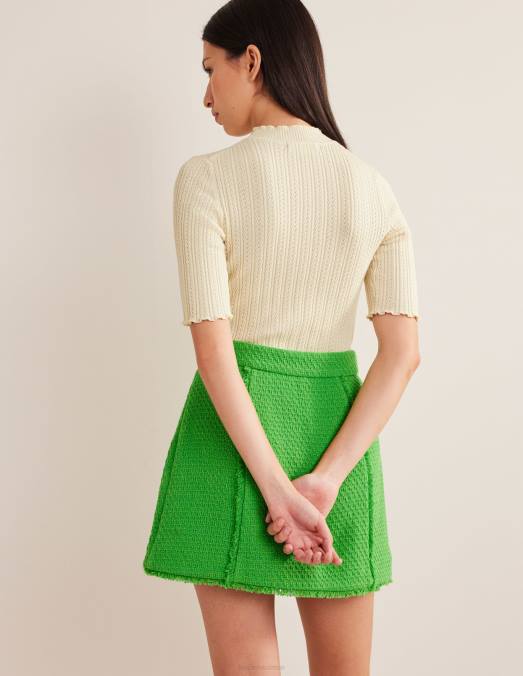 Boden vêtements ivoire chaud femmes haut côtelé à col montant en pointelle LB2X1828