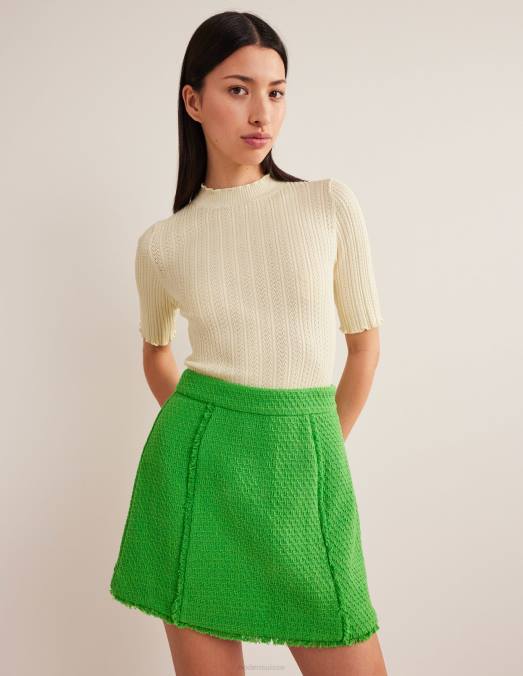 Boden vêtements ivoire chaud femmes haut côtelé à col montant en pointelle LB2X1828