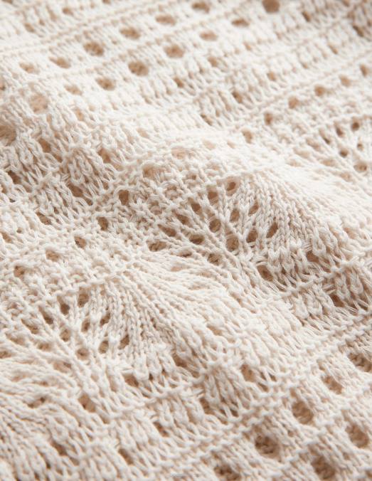 Boden vêtements ivoire chaud femmes t-shirt court au crochet à franges LB2X928