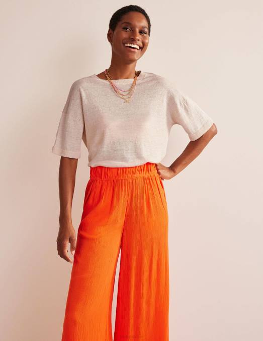 Boden vêtements ivoire chaud femmes t-shirt en lin tricoté LB2X1531