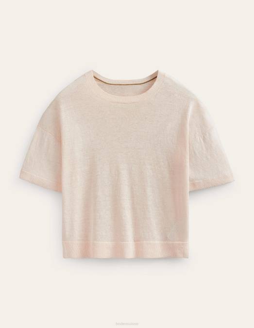 Boden vêtements ivoire chaud femmes t-shirt en lin tricoté LB2X1531