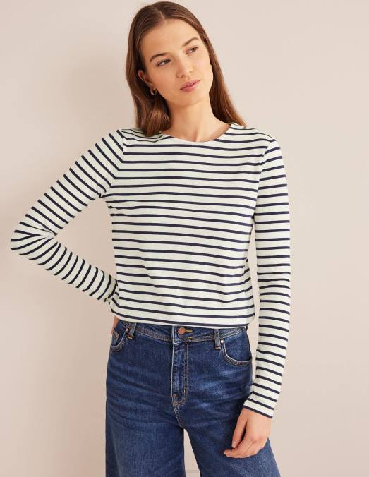 Boden vêtements ivoire et marine femmes bretonne bea manches longues LB2X130