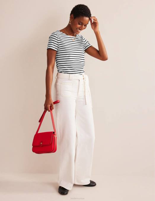 Boden vêtements ivoire et noir femmes bretonne ella à manches courtes LB2X193