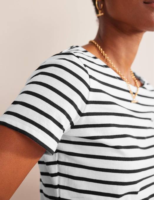 Boden vêtements ivoire et noir femmes bretonne ella à manches courtes LB2X193