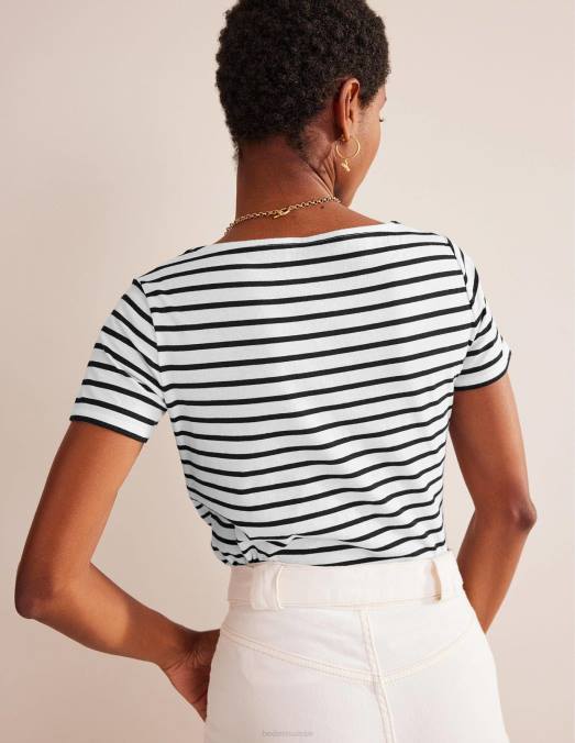 Boden vêtements ivoire et noir femmes bretonne ella à manches courtes LB2X193