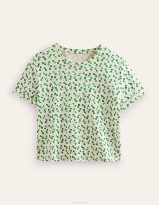Boden vêtements ivoire et petits pois espacés femmes t-shirt en lin imprimé LB2X1541