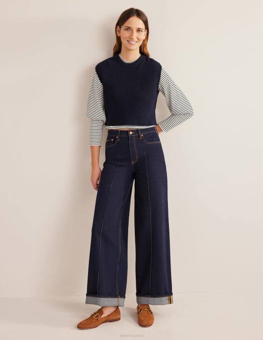 Boden vêtements ivoire/noir femmes haut côtelé à détails de manches LB2X1493