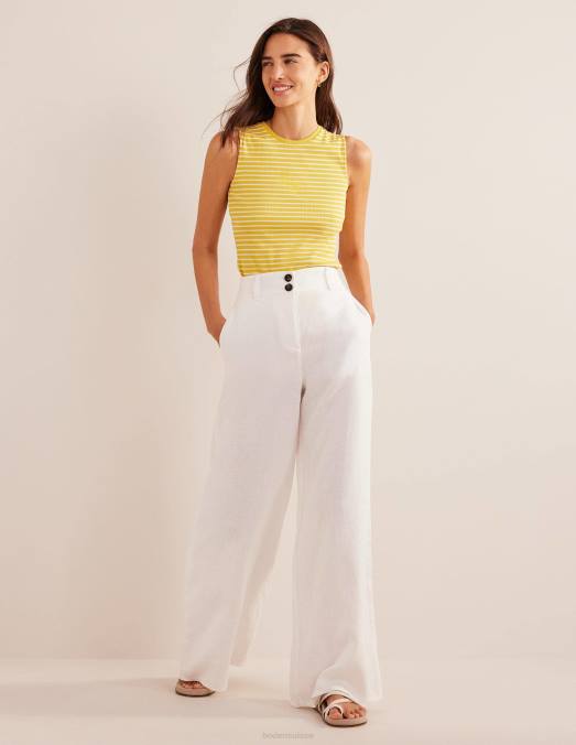 Boden vêtements jaune/ivoire femmes débardeur côtelé à rayures LB2X1887