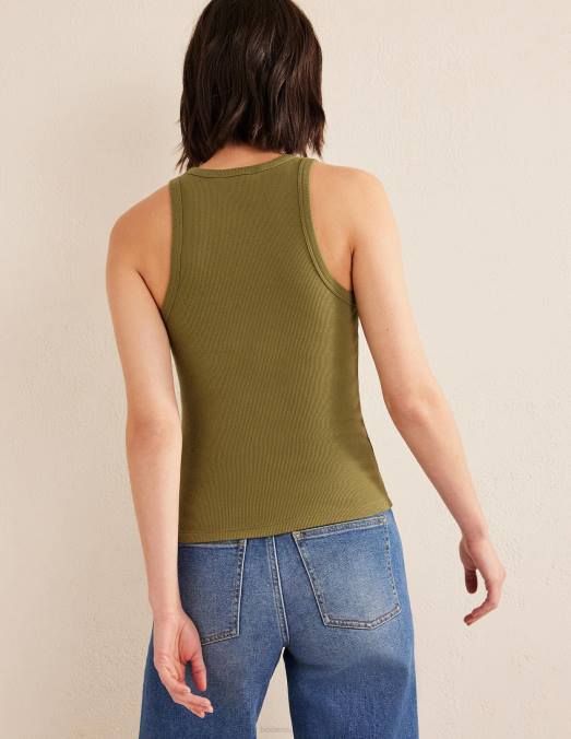 Boden vêtements kaki délavé femmes gilet côtelé en coton LB2X1886