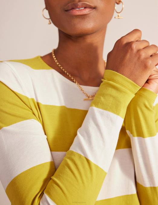 Boden vêtements large bande jaune femmes bretonne bea manches longues LB2X128