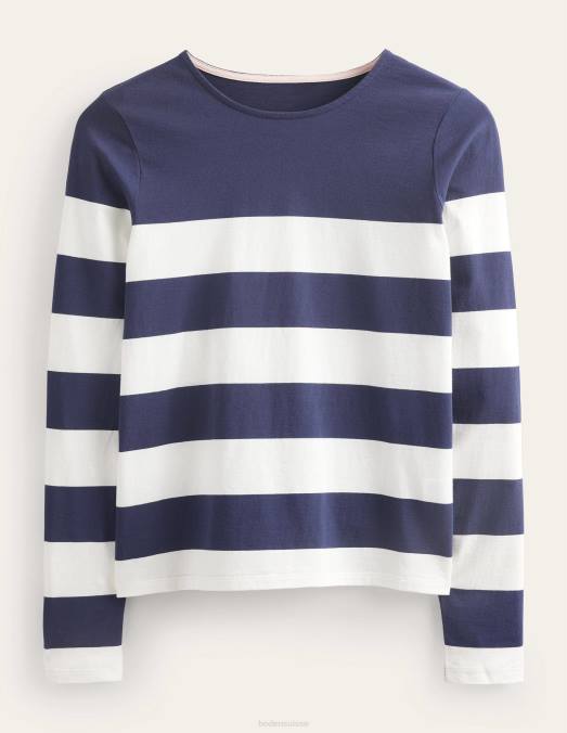 Boden vêtements large rayure marine/ivoire femmes bretonne bea manches longues LB2X2446