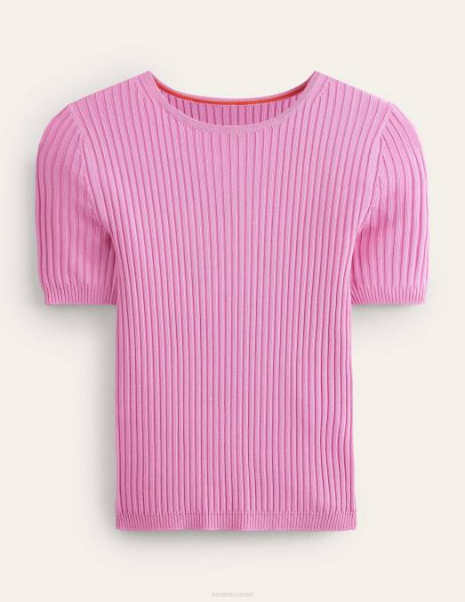 Boden vêtements limonade rose femmes t-shirt en maille côtelée LB2X1415