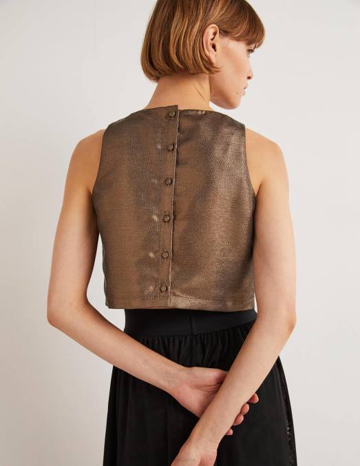 Boden vêtements lurex bronze femmes top court écarlate LB2X2012